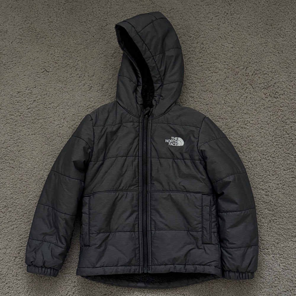 The North Face Charcoal Reversible Puffer Jacket for Kids in Size 5